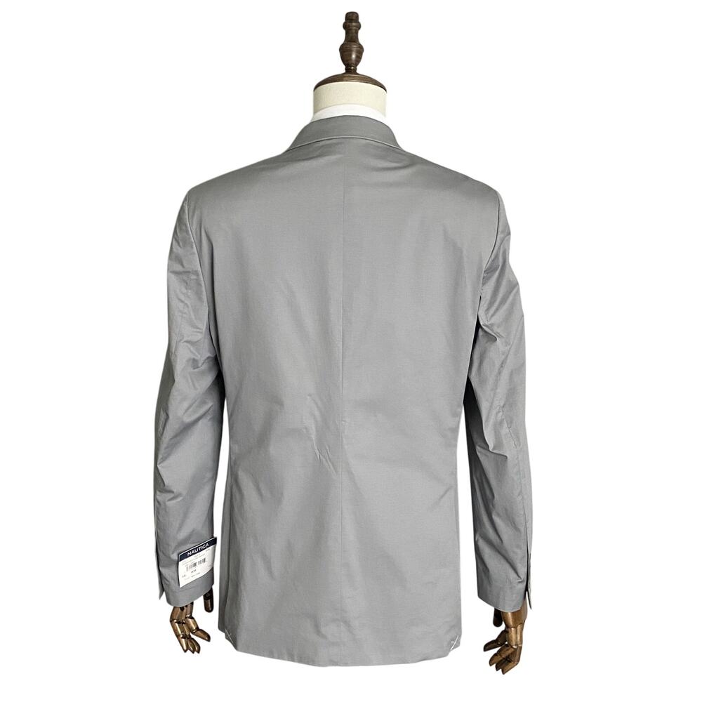 Nautica Men's 2-Piece Suit 36R 30W Bi-Stretch Cotton Gaff Solid Grey NEW - Picture 4 of 10